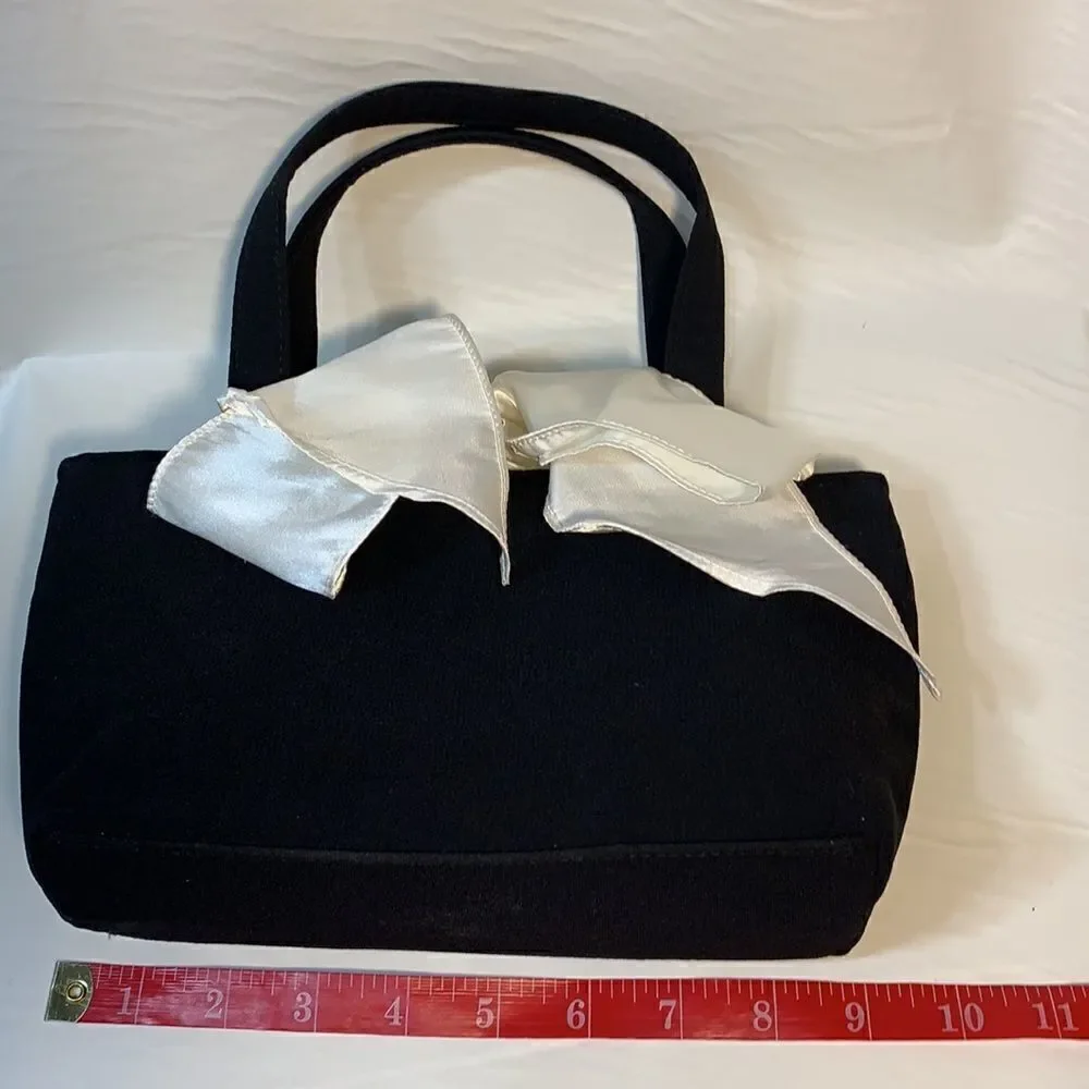 Black Evening Scarf And Black Purse White Bow Tie